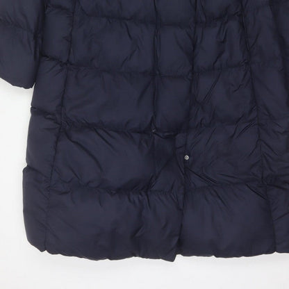 Uniqlo Women Blue UK 14 Long Puffer Jacket Down Quilted Insulated