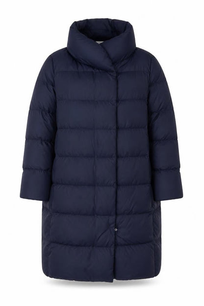 Uniqlo Women Blue UK 14 Long Puffer Jacket Down Quilted Insulated