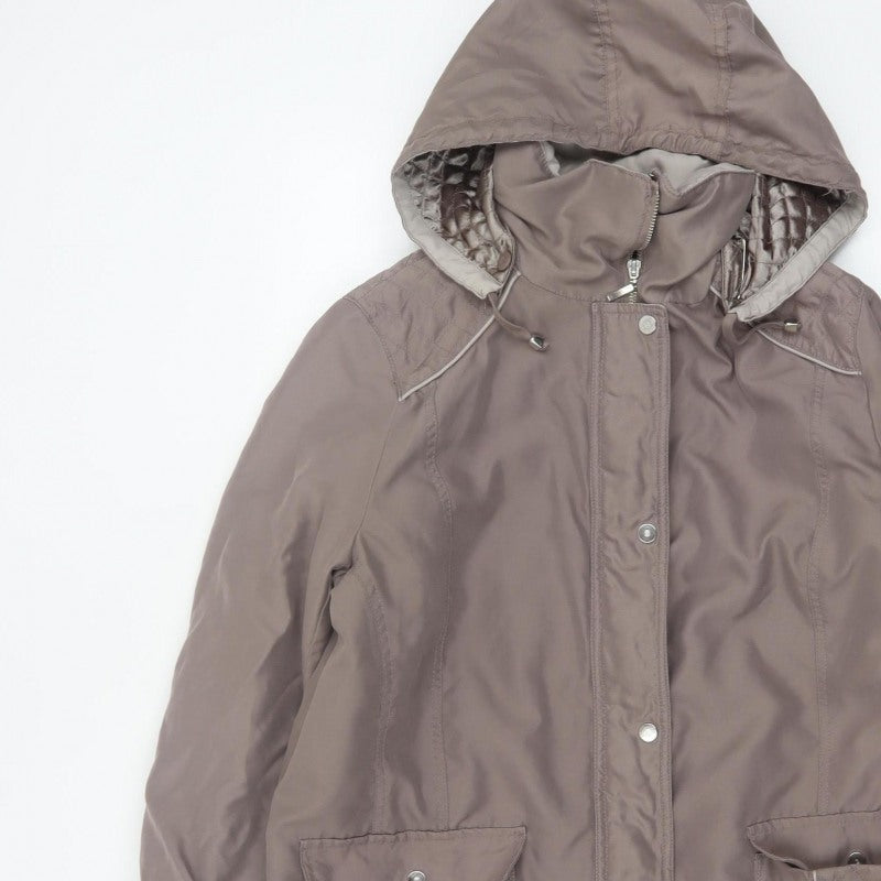 BM Women’s Brown M Hooded Padded Parka Jacket Quilted Pockets