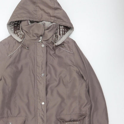 BM Women’s Brown M Hooded Padded Parka Jacket Quilted Pockets