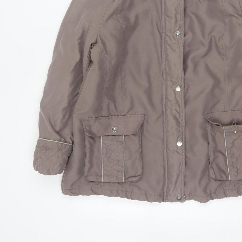 BM Women’s Brown M Hooded Padded Parka Jacket Quilted Pockets