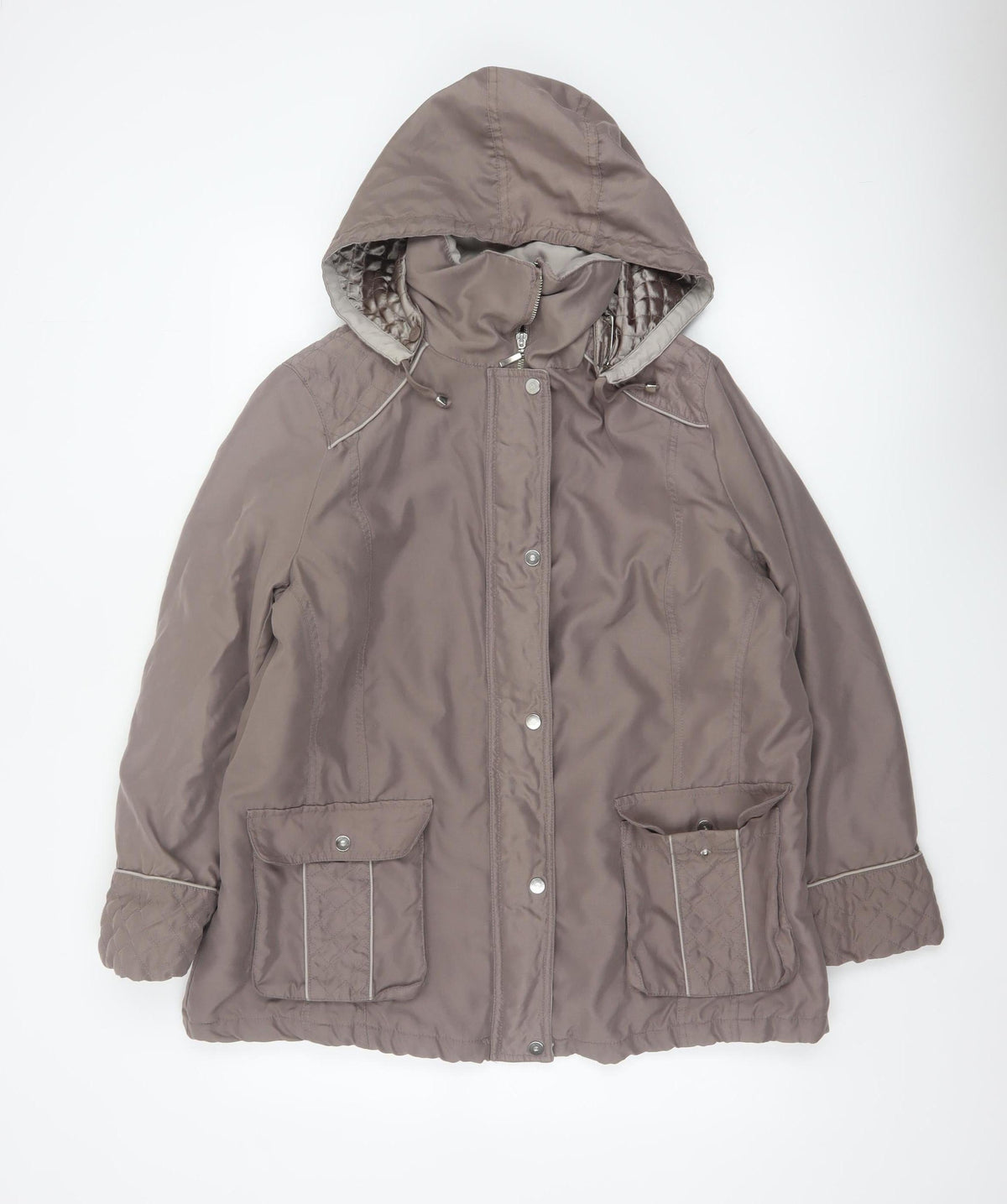BM Women’s Brown M Hooded Padded Parka Jacket Quilted Pockets
