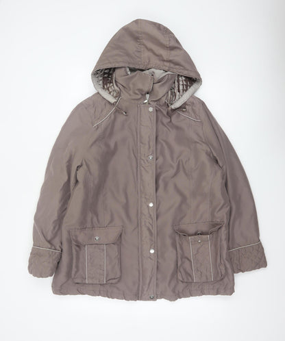 BM Women’s Brown M Hooded Padded Parka Jacket Quilted Pockets
