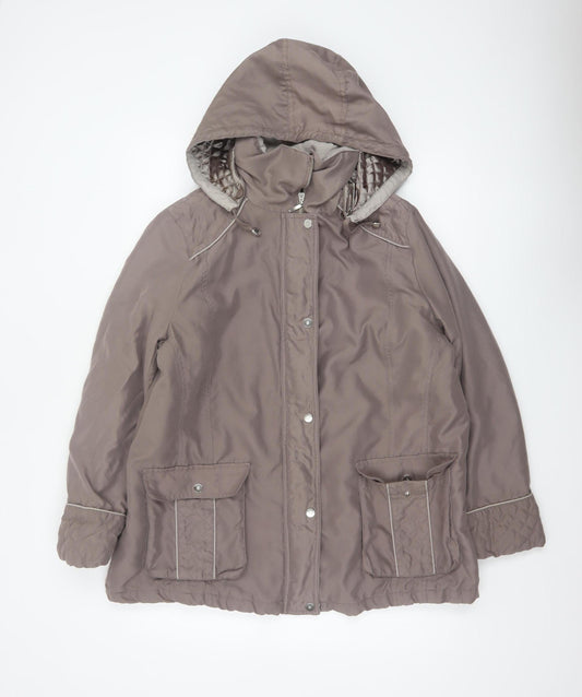 BM Women’s Brown M Hooded Padded Parka Jacket Quilted Pockets