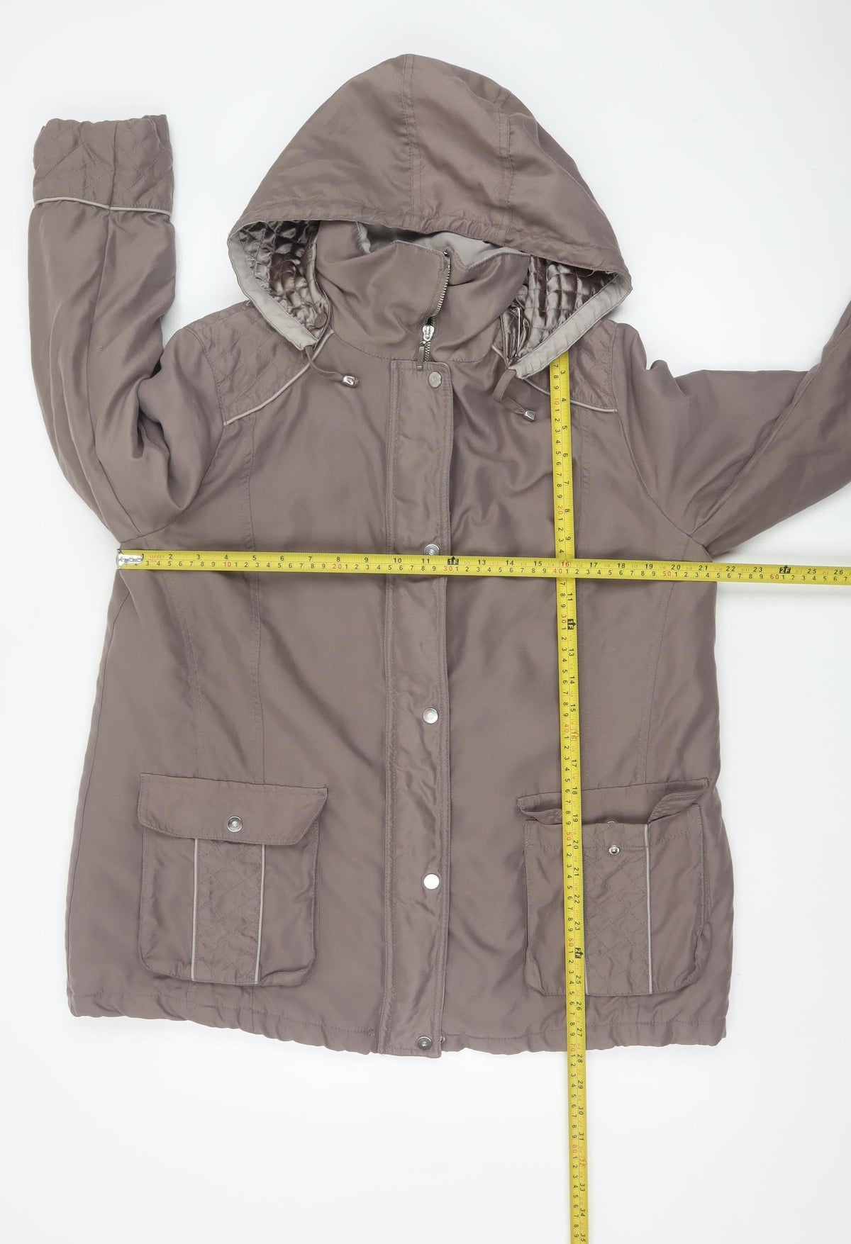 BM Women’s Brown M Hooded Padded Parka Jacket Quilted Pockets