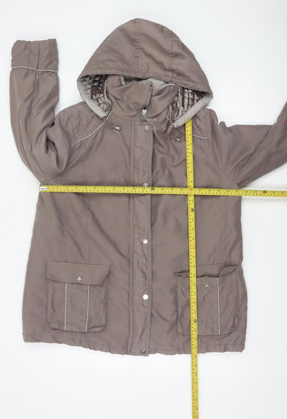 BM Women’s Brown M Hooded Padded Parka Jacket Quilted Pockets