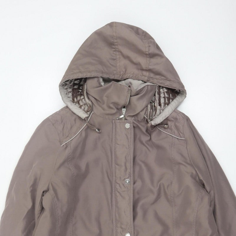 BM Women’s Brown M Hooded Padded Parka Jacket Quilted Pockets