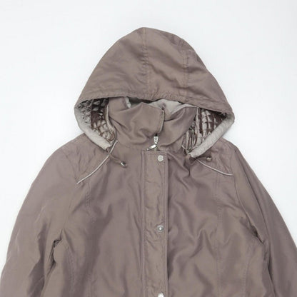 BM Women’s Brown M Hooded Padded Parka Jacket Quilted Pockets