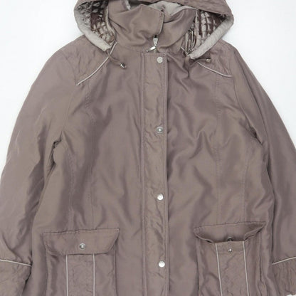 BM Women’s Brown M Hooded Padded Parka Jacket Quilted Pockets