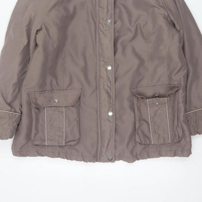 BM Women’s Brown M Hooded Padded Parka Jacket Quilted Pockets
