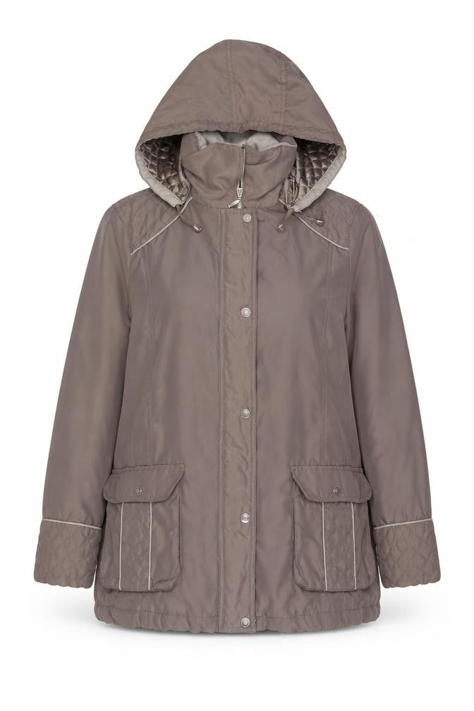 BM Women’s Brown M Hooded Padded Parka Jacket Quilted Pockets