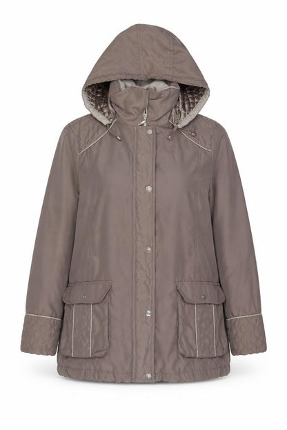 BM Women’s Brown M Hooded Padded Parka Jacket Quilted Pockets