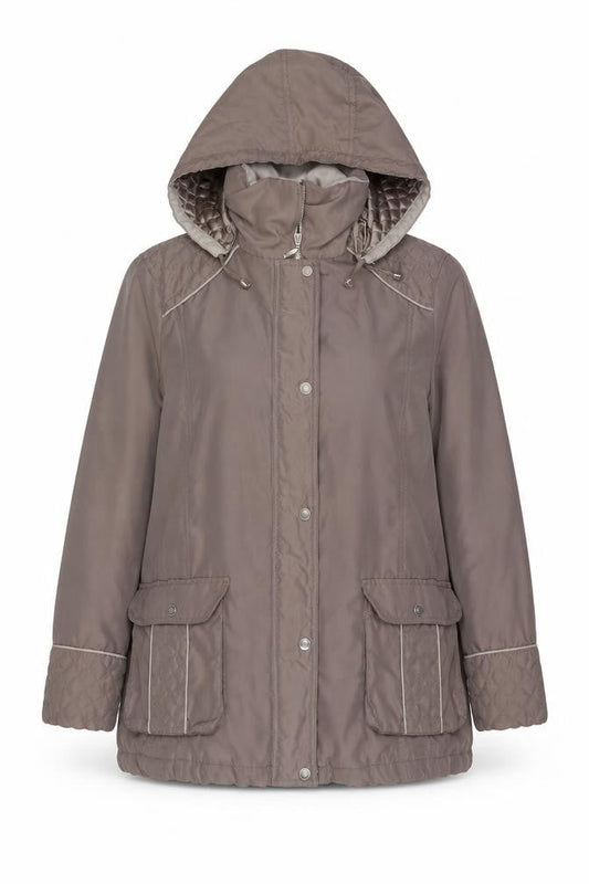 BM Women’s Brown M Hooded Padded Parka Jacket Quilted Pockets