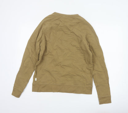 Marks and Spencer Men Brown S Crew Neck Cotton Pullover Sweatshirt