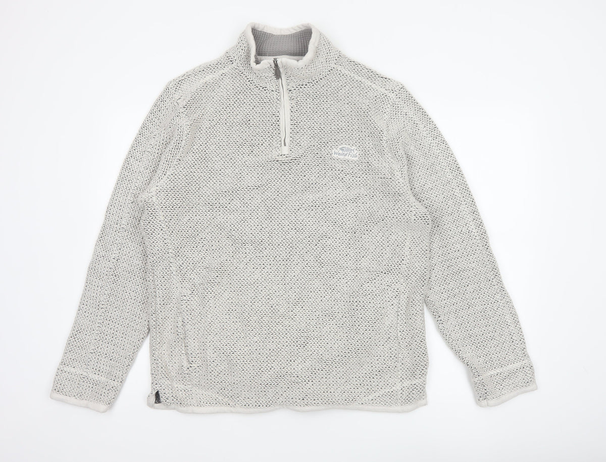 Weird Fish Men’s Grey Large 1/4 Zip Knit Sweatshirt Organic Cotton