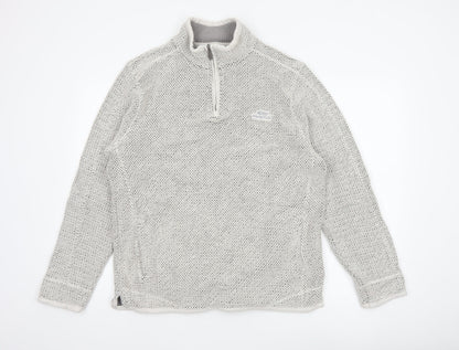 Weird Fish Men’s Grey Large 1/4 Zip Knit Sweatshirt Organic Cotton