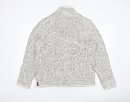 Weird Fish Men’s Grey Large 1/4 Zip Knit Sweatshirt Organic Cotton