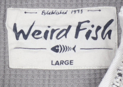 Weird Fish Men’s Grey Large 1/4 Zip Knit Sweatshirt Organic Cotton