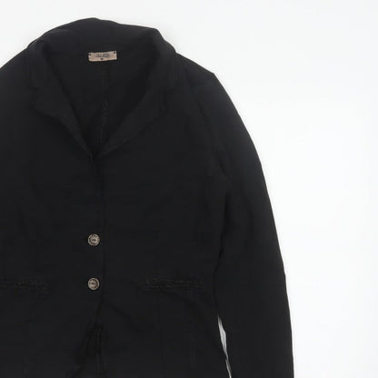 Bebe-Litte Women Black M Tailored Short Two Button Blazer Jacket