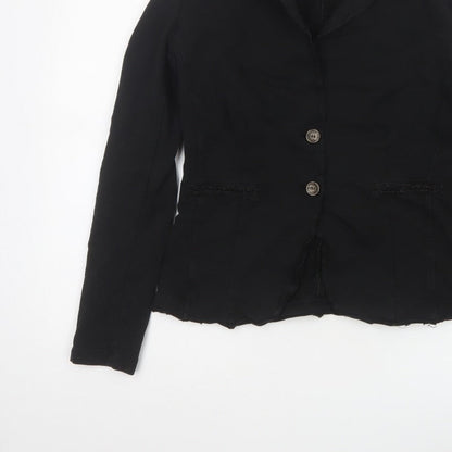 Bebe-Litte Women Black M Tailored Short Two Button Blazer Jacket