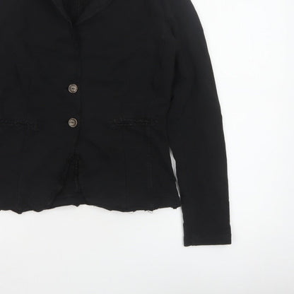 Bebe-Litte Women Black M Tailored Short Two Button Blazer Jacket