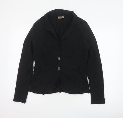 Bebe-Litte Women Black M Tailored Short Two Button Blazer Jacket