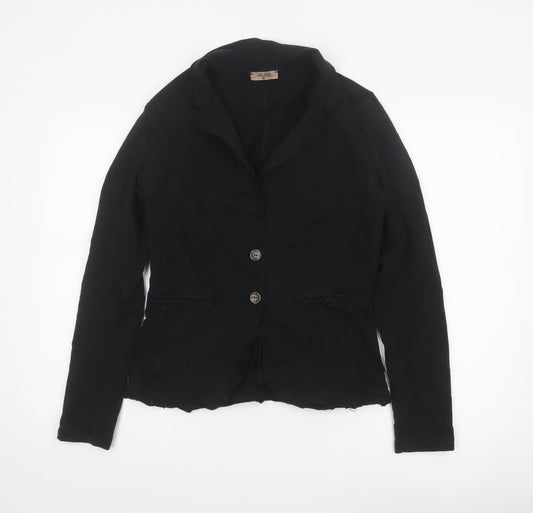 Bebe-Litte Women Black M Tailored Short Two Button Blazer Jacket