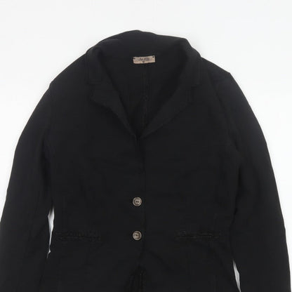 Bebe-Litte Women Black M Tailored Short Two Button Blazer Jacket