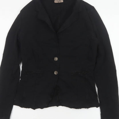 Bebe-Litte Women Black M Tailored Short Two Button Blazer Jacket