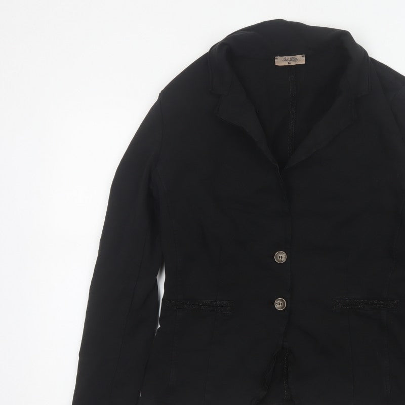 Bebe-Litte Women Black M Tailored Short Two Button Blazer Jacket