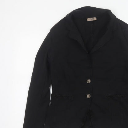 Bebe-Litte Women Black M Tailored Short Two Button Blazer Jacket