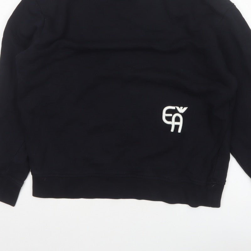 Emporio Armani Men Black M Pullover Mock Neck Logo Sweatshirt
