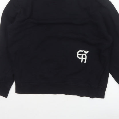 Emporio Armani Men Black M Pullover Mock Neck Logo Sweatshirt