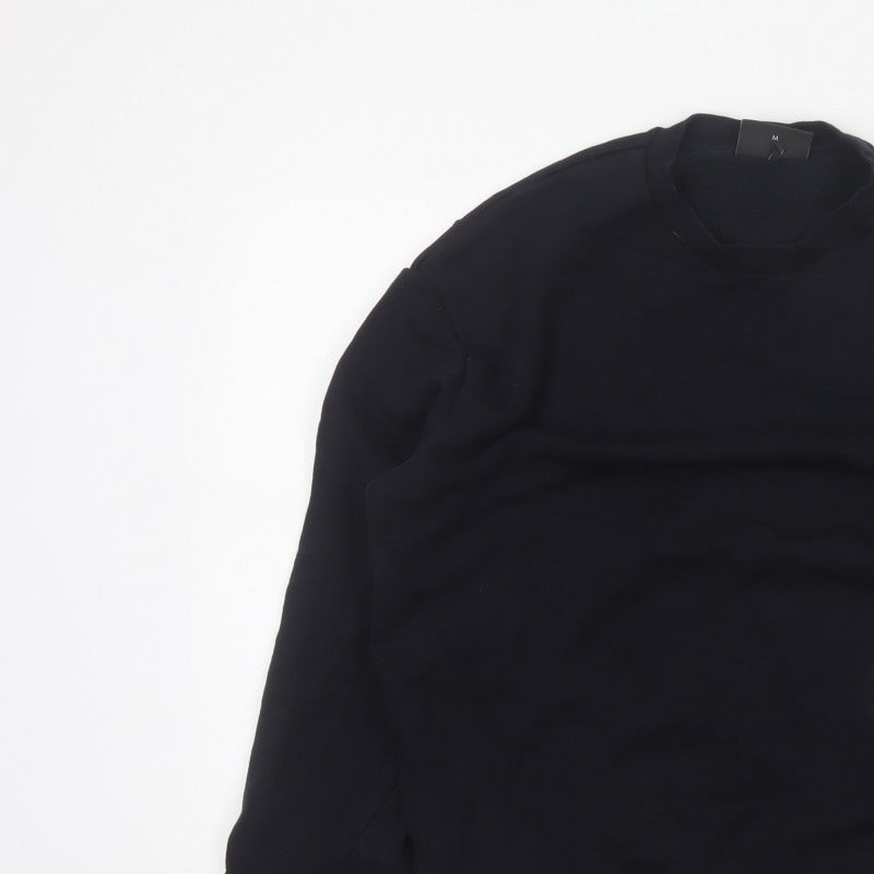 Emporio Armani Men Black M Pullover Mock Neck Logo Sweatshirt