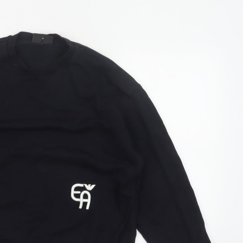 Emporio Armani Men Black M Pullover Mock Neck Logo Sweatshirt