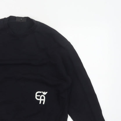 Emporio Armani Men Black M Pullover Mock Neck Logo Sweatshirt
