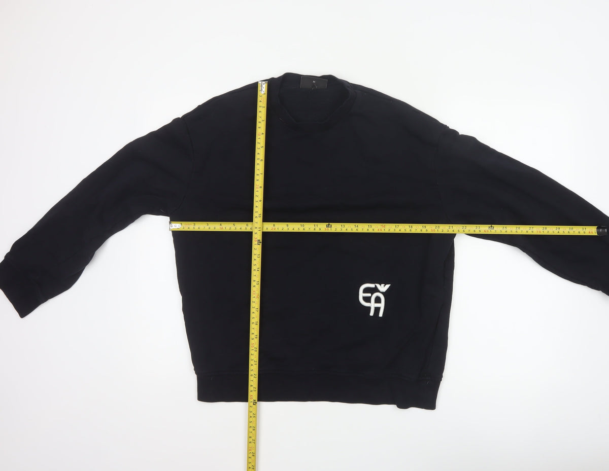 Emporio Armani Men Black M Pullover Mock Neck Logo Sweatshirt