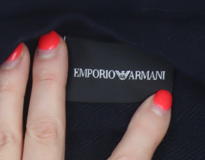 Emporio Armani Men Black M Pullover Mock Neck Logo Sweatshirt