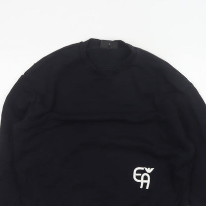 Emporio Armani Men Black M Pullover Mock Neck Logo Sweatshirt
