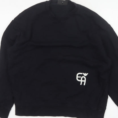 Emporio Armani Men Black M Pullover Mock Neck Logo Sweatshirt