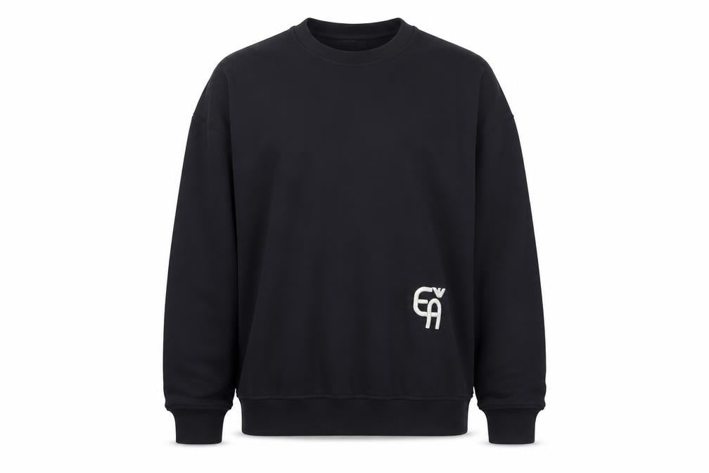 Emporio Armani Men Black M Pullover Mock Neck Logo Sweatshirt