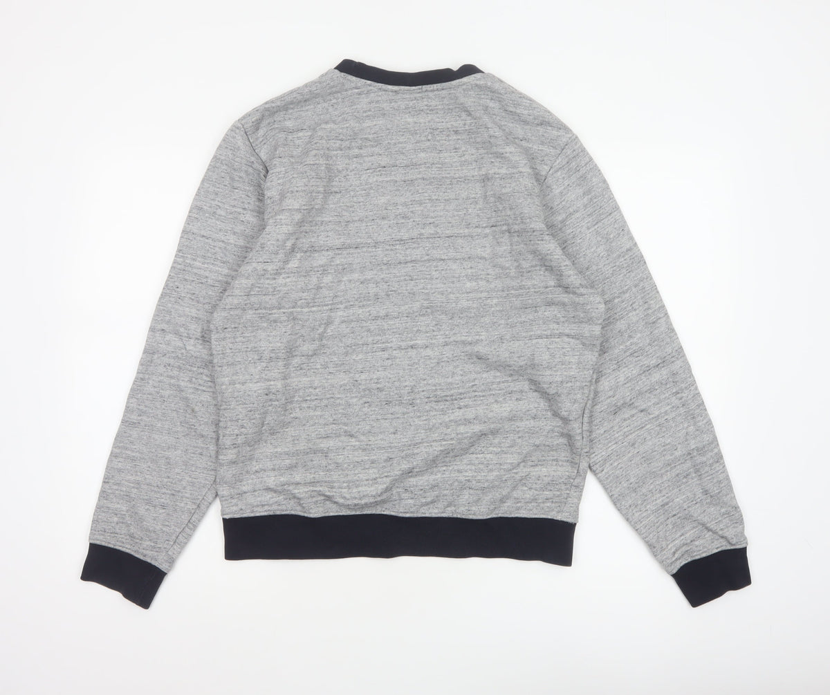 Sergio Tacchini Men's Grey M Logo Graphic Fleece Pullover Sweatshirt
