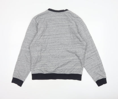Sergio Tacchini Men's Grey M Logo Graphic Fleece Pullover Sweatshirt