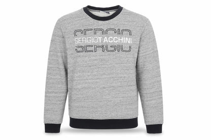 Sergio Tacchini Men's Grey M Logo Graphic Fleece Pullover Sweatshirt