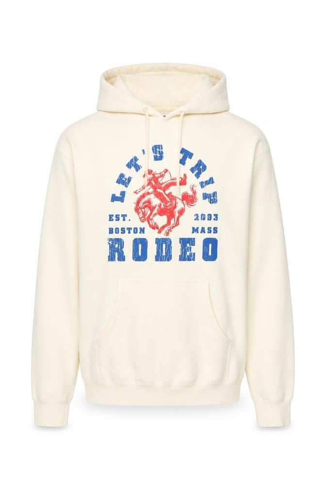 Let's Trip Men Ivory L Pullover Hoodie Rodeo Cowboy Graphic