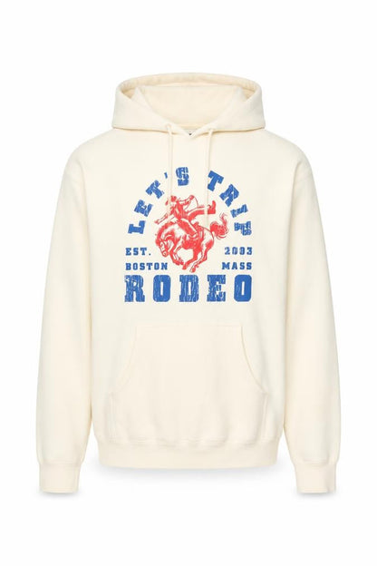 Let's Trip Men Ivory L Pullover Hoodie Rodeo Cowboy Graphic