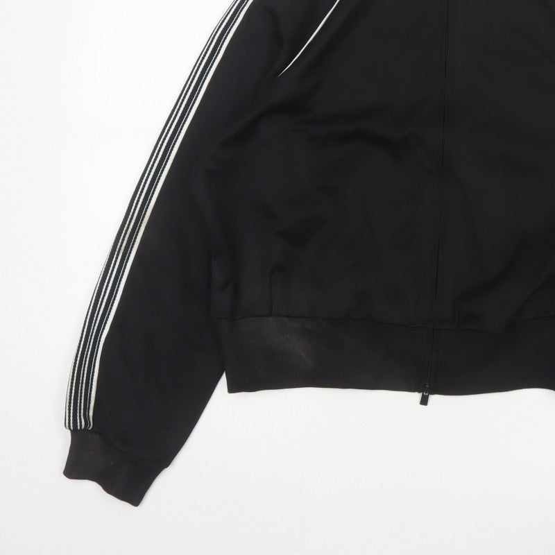 Marks and Spencer Women Black M Zip Track Jacket Striped Sleeves