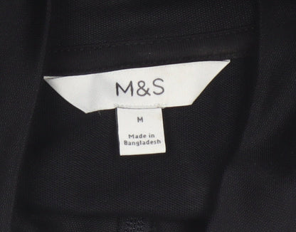 Marks and Spencer Women Black M Zip Track Jacket Striped Sleeves