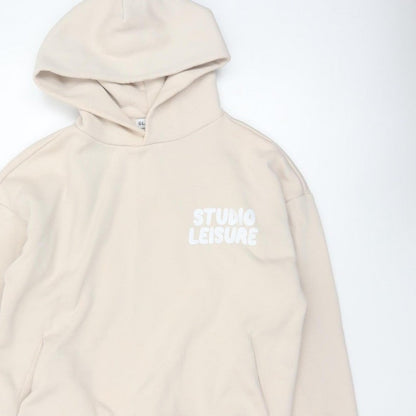 Glamify Women’s Beige UK 8 Pullover Hoodie Studio Leisure Graphic
