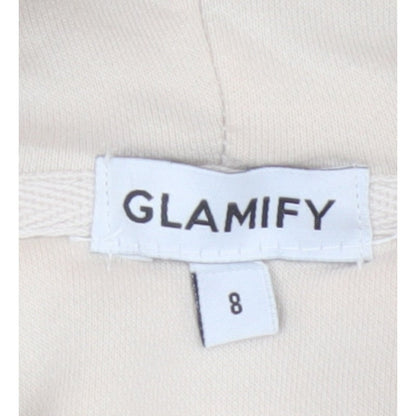 Glamify Women’s Beige UK 8 Pullover Hoodie Studio Leisure Graphic